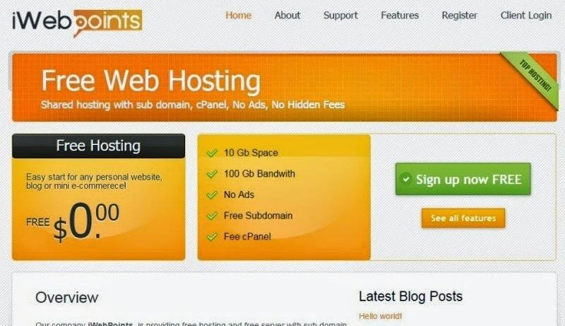 free web hosting support php5 and website building for blog