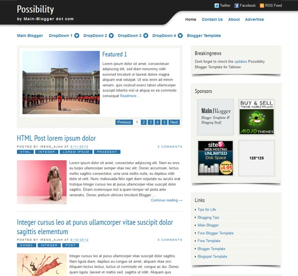 possibility blogger template