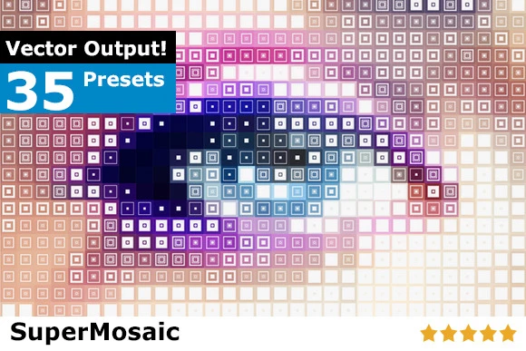 Photoshop effect to cool halftone and mosaic effects